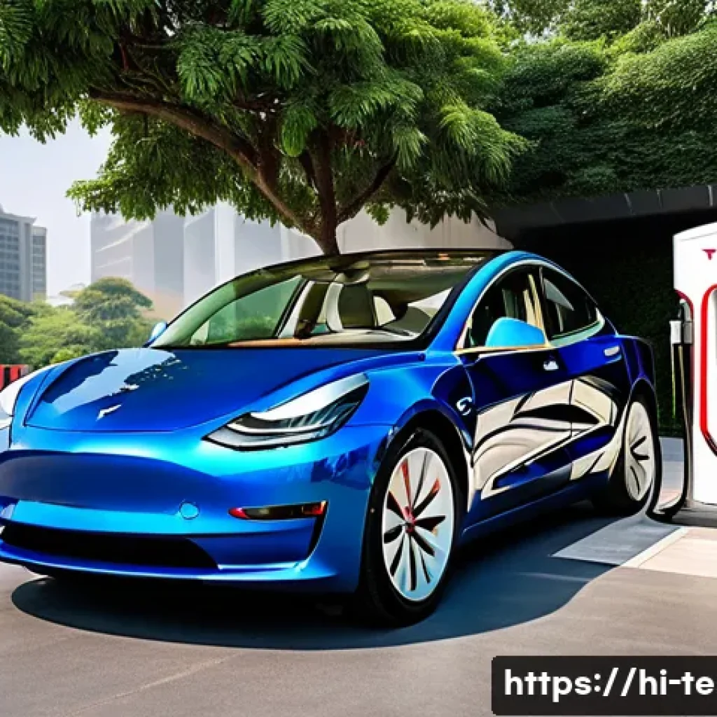 테슬라 전기차 충전 시간 분석 - A detailed, realistic Tesla Model 3 parked at a modern urban Tesla Supercharger station in India, sh...