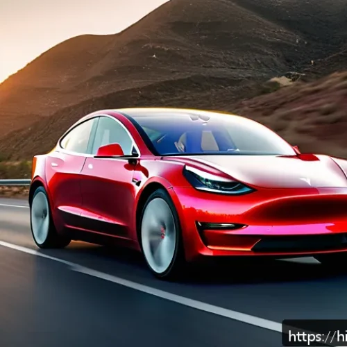 Home 33 테슬라 차량의 공기역학 설계 - A sleek Tesla Model 3 speeding along a modern highway at sunset, emphasizing its smooth aerodynamic ...